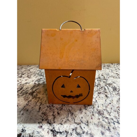 Metal ‘BOO!’ Pumpkin Lantern Candle Holder Rustic Halloween Table Décor - Picture 5 of 7